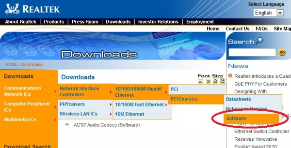 Realtek Software and Driver page - Download Utility to Fix Issue