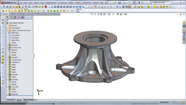 3D CAD Modeling - SolidWorks - High Performance Engine Part - Fuel Pump Mount - 0