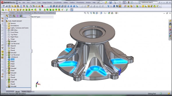 3D CAD Modeling - SolidWorks - High Performance Engine Part - Fuel Pump Mount - 13