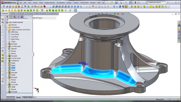 3D CAD Modeling - SolidWorks - High Performance Engine Part - Fuel Pump Mount - 15
