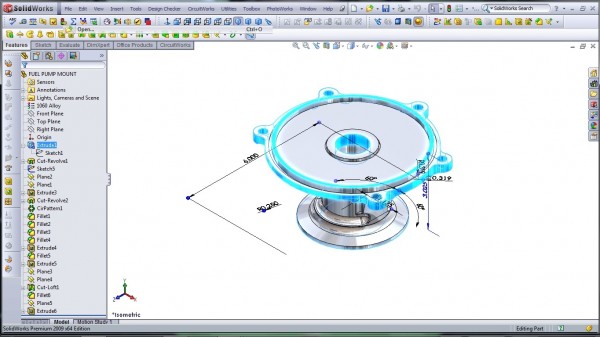 3D CAD Modeling - SolidWorks - High Performance Engine Part - Fuel Pump Mount - 2