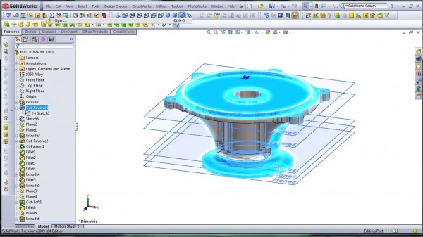 3D CAD Modeling - SolidWorks - High Performance Engine Part - Fuel Pump Mount - 4