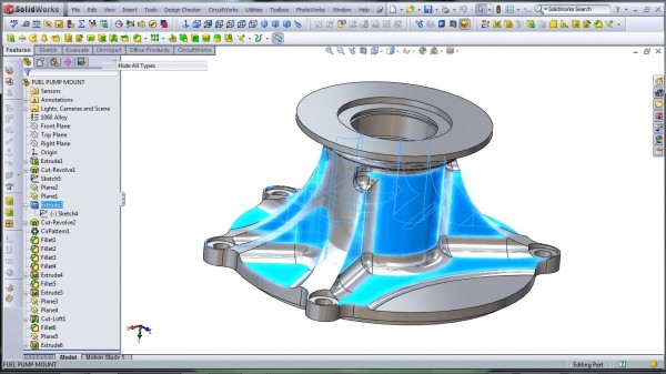3D CAD Modeling - SolidWorks - High Performance Engine Part - Fuel Pump Mount - 9
