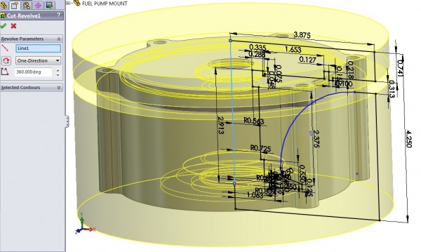 3D CAD Modeling - Solidworks - How To - Fuel Pump Mount Close Ups - 4