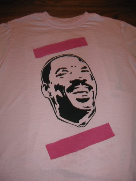 Checking the Hot Pink lettering backgrounds - Eddie Murphy T-shirt