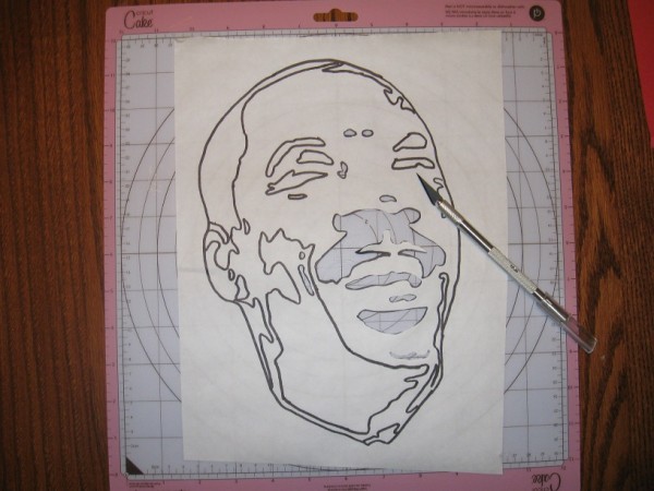 Cutting out the Stencil with Xacto Knife - Eddie Murphy T-shirt