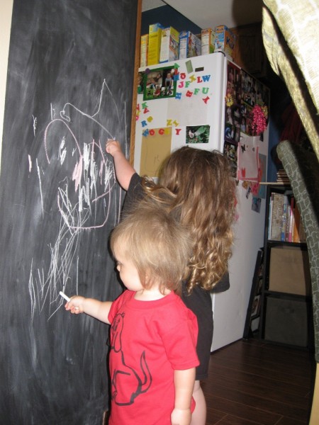 Kids with Steel Magnetic Kitchen Cabinet Blackboard design