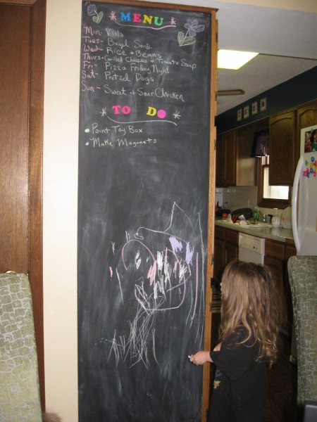 Kids with Steel Magnetic Kitchen Cabinet Blackboard design