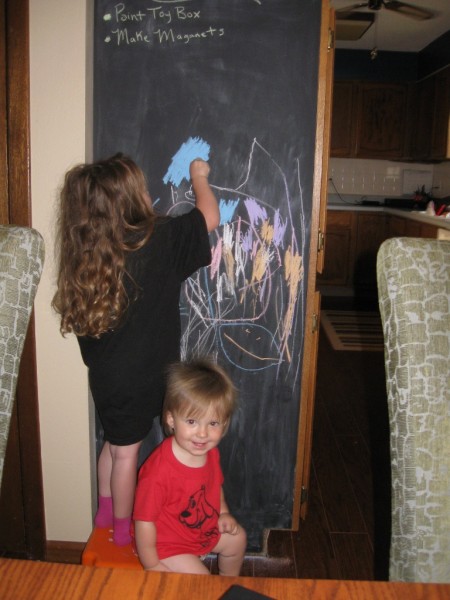 Kids with Steel Magnetic Kitchen Cabinet Blackboard design