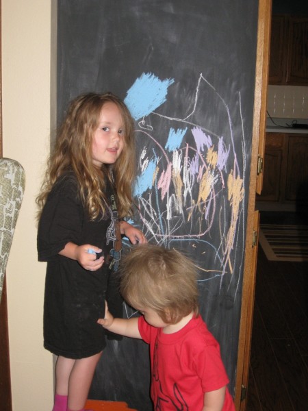 Kids with Steel Magnetic Kitchen Cabinet Blackboard design