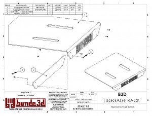 HARLEY DAVIDSON MOTORCYCLE LUGGAGE RACK DRAWING