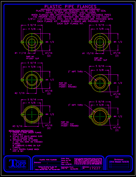 TOPP INCORPORATED PIPE FLANGES FOR SUMP COVERS