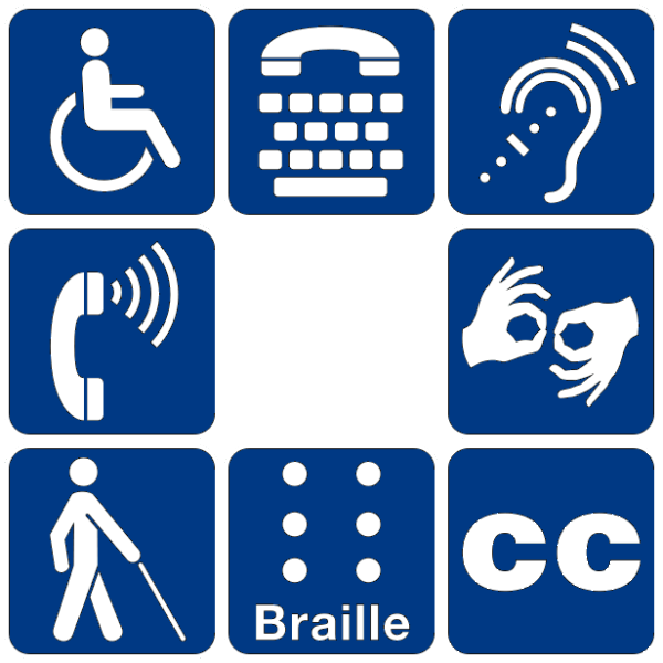 Disability symbols: Consider that not all people can read web pages the same way. As many as 25% of the world’s Internet users have visual, auditory or mobility disability.