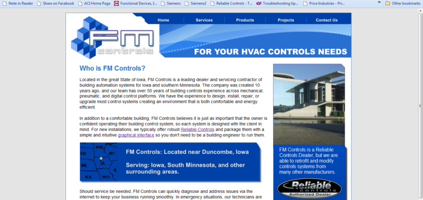 FM Controls, Inc. - HVAC Controls Website