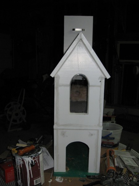 2 Story Cat House with Window - Back Door Open