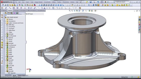 3D CAD Modeling - SolidWorks - High Performance Engine Part - Fuel Pump Mount - 33