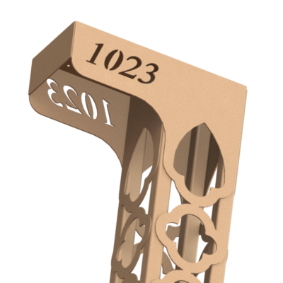 T1 custom quatrefoil Mailbox Post - steel plate & tube with street numbers