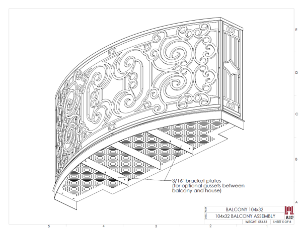 Curved balcony fabrication layout print 5