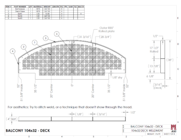 Curved balcony fabrication layout print 7