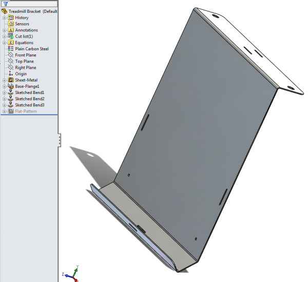 Treadmill Laptop Bracket design - formed sheet metal 1