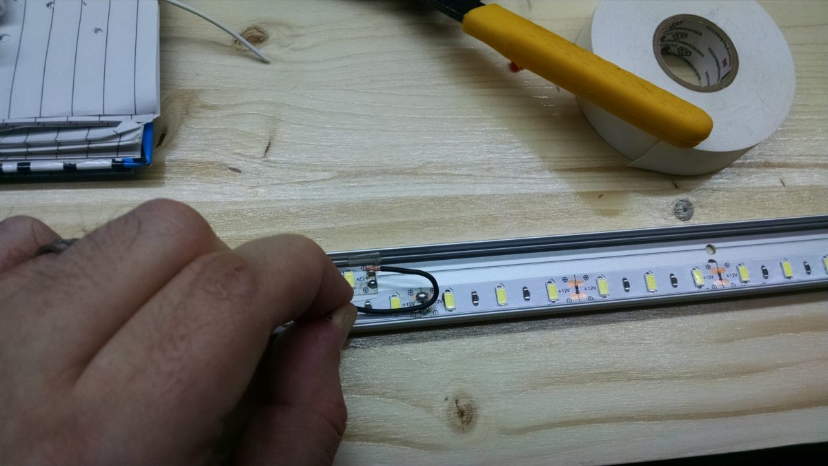 LED strip lighting - wire soldered in channel - fitting for length