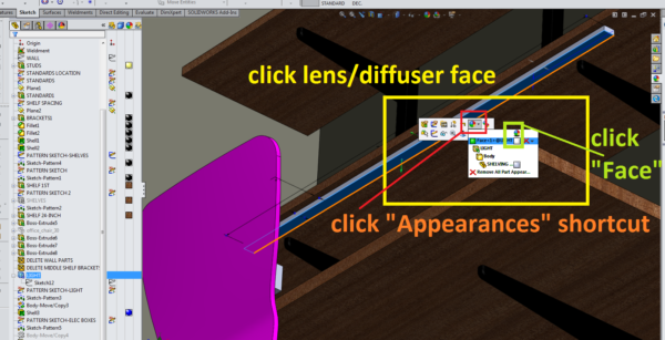 SolidWorks Rendering - LED strip lumens - undercabinet lighting in extrusion with diffuser 1