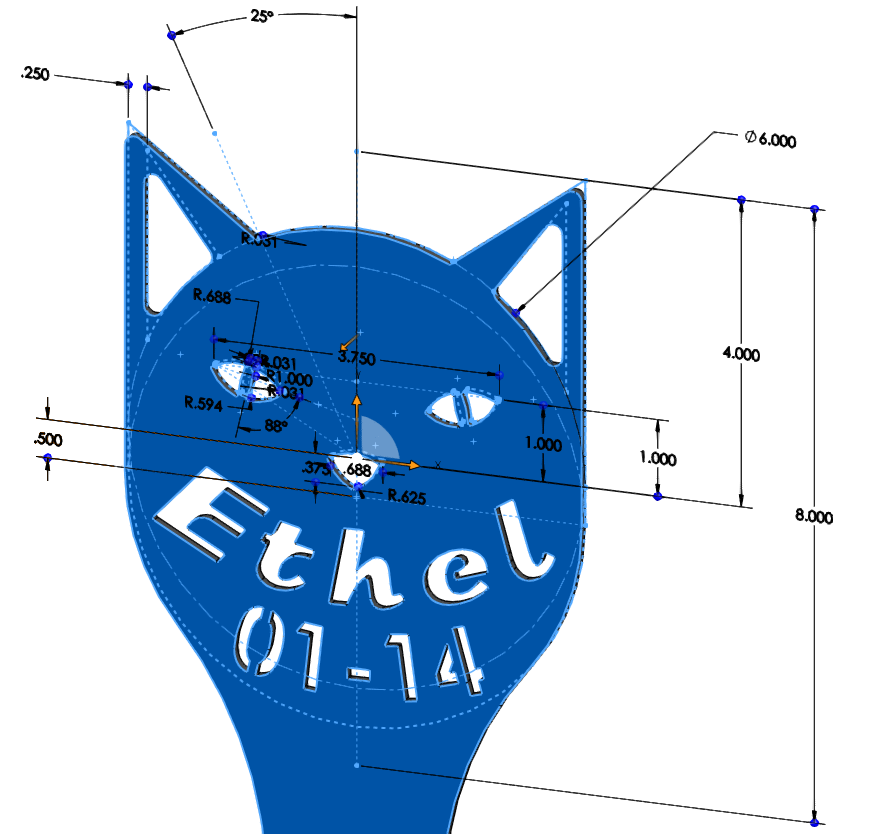 Ethel Tombstone - Pet Grave Marker - DIMENSIONED