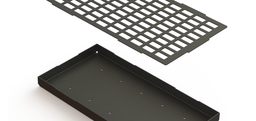 RENDERING - Assembly - Low Profile 2-pc Camping Grill - Ash Pan 29 x 15 x 2in