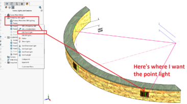 SOLIDWORKS PHOTOVIEW PV360 - MAKE A 3D SKETCH TO HELP REFERENCE POINT LIGHT LOCATION