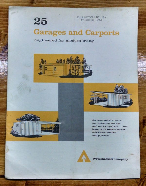 1950S Graphic Design - BROCHURE - Lumber Industry - 25 Garages and Carports - Weyerhaeuser Company 1