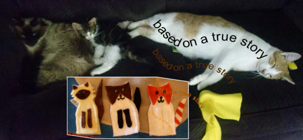 Cloth "Quiet Book" Pages, from Holly's latest hand-made children's activity books - Kitten models need their beauty rest