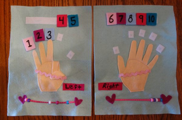 Cloth "Quiet Book" Pages, from Holly's latest hand-made children's activity books - This is how we use our fingers to count
