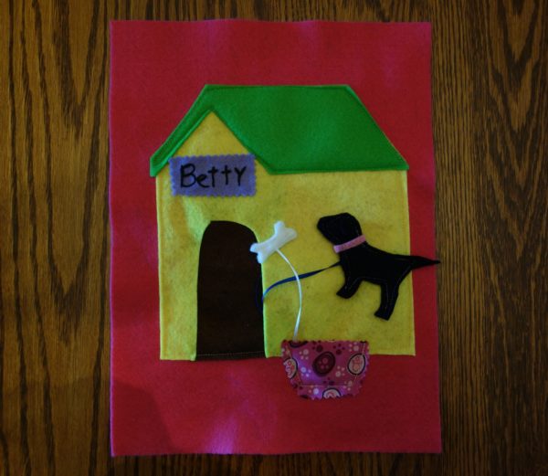 Cloth "Quiet Book" Pages, from Holly's latest hand-made children's activity books - That's our pet dog Betty
