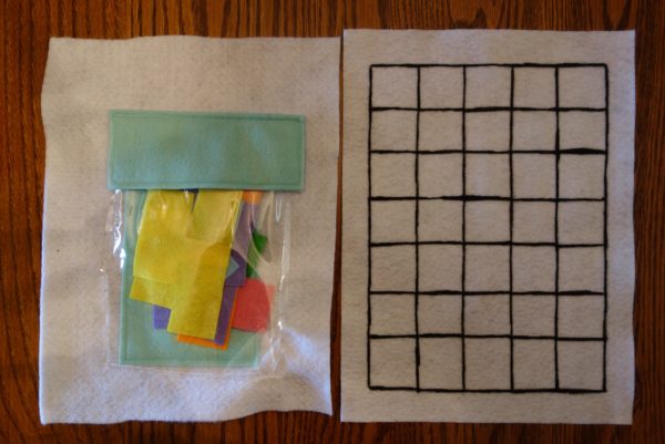 Cloth "Quiet Book" Pages, from Holly's latest hand-made children's activity books - Tetris Puzzle 1 - Fit all the pieces together