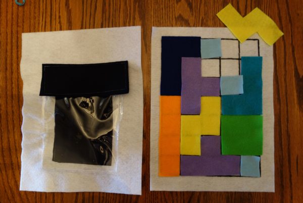 Cloth "Quiet Book" Pages, from Holly's latest hand-made children's activity books - Tetris Puzzle 2 - Fit all the pieces together