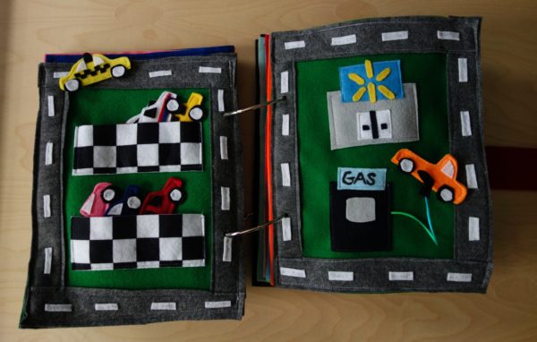 Finished Felt Quiet Books 10 - Max Drives to his Favorite Store