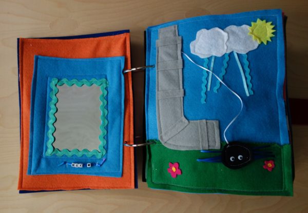 Finished Felt Quiet Books 2a - Mirror and Itsy Bitsy Spider Water Spout