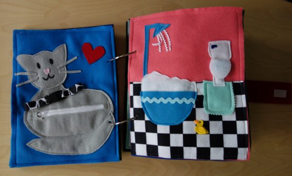Finished Felt Quiet Books 4a - Mamma Kitty and Bathroom