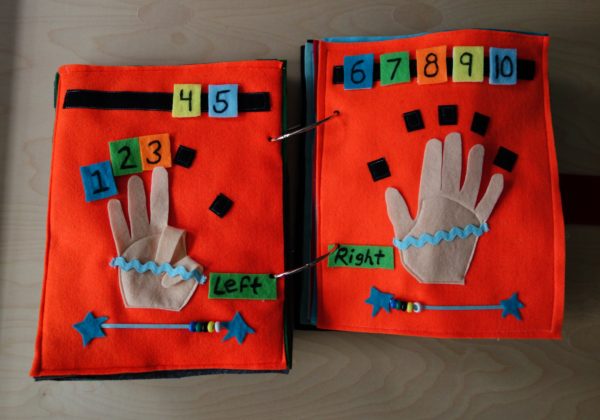 Finished Felt Quiet Books 5a - Let's make finger numbers