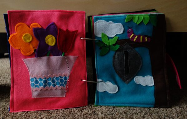 Finished Felt Quiet Books 7 - Flowers and Caterpillar