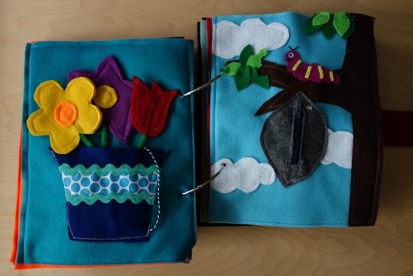 Finished Felt Quiet Books 7a - Flowers and Caterpillar