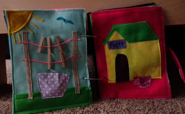 Finished Felt Quiet Books 8 - Clothes Pins and Dog House