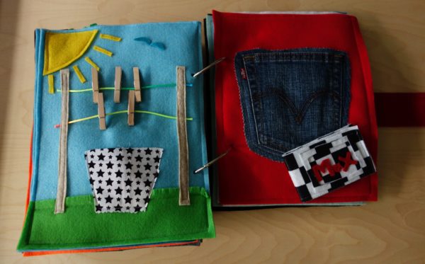 Finished Felt Quiet Books 8a - Clothes Pins and Pocket Wallet