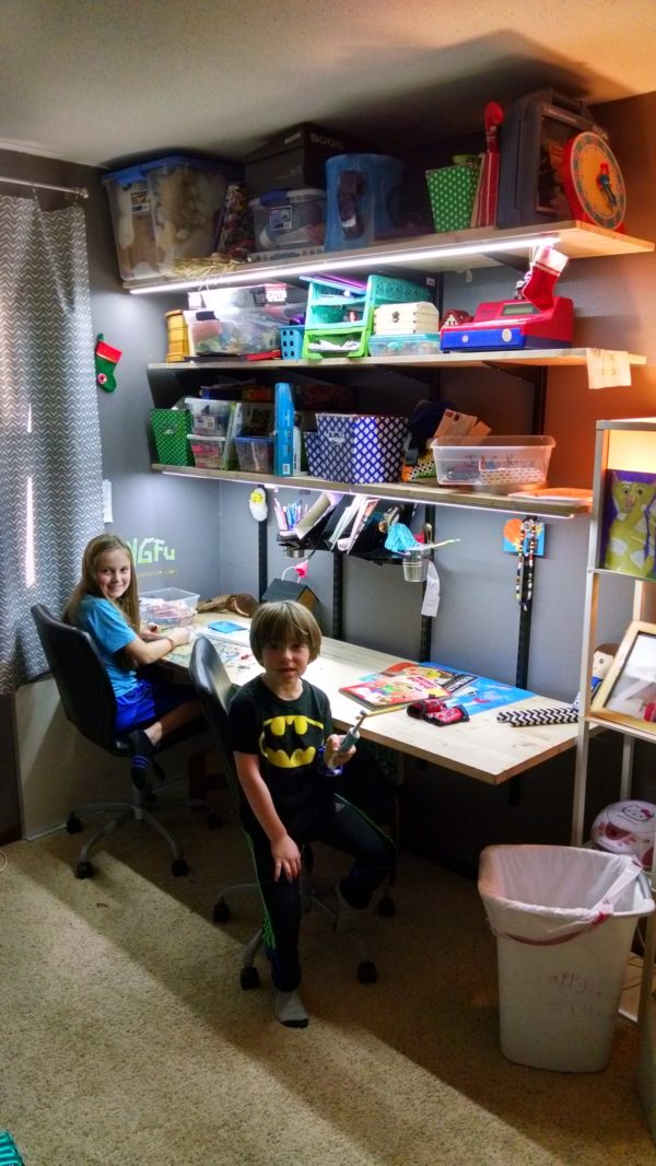 Kids Study Desk & Toy Storage with LED Strip Lighting 2