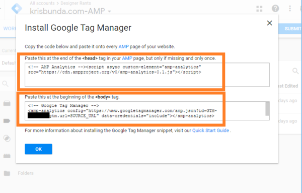 GTM (Google Tag Manager) AMP Container snippets 2