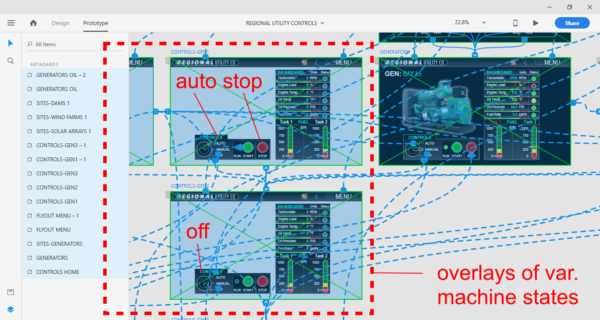 ENERGY UTILITY CONTROLS GUI MOCKUP IN ADOBE XD - LINKS MAPPING3, ANNOTATED