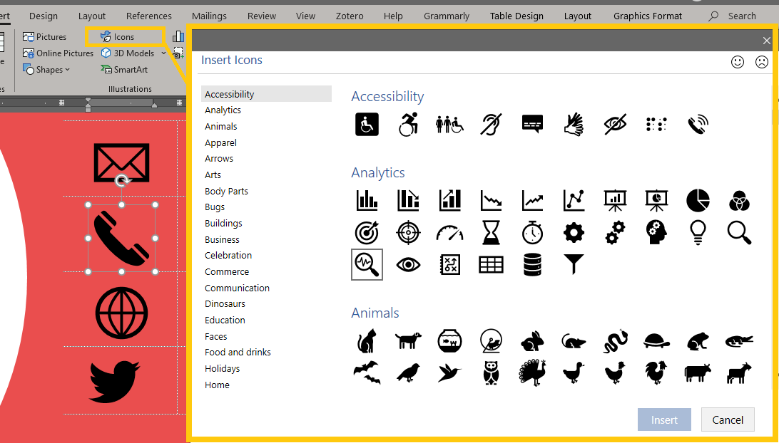 Fix: MS Word Table Text Icons have White Background | Kris Bunda Design