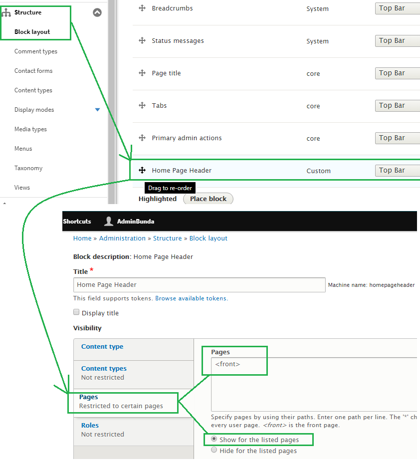 Showing custom block on only some pages