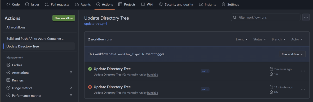 GitHub Actions workflow - ASCII Directory Tree Art job is working now!