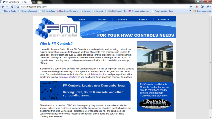 FM Controls, Inc. - HVAC Controls Website